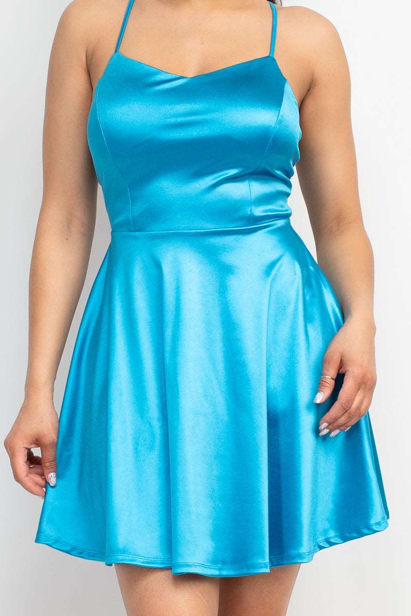 Crisscross A-line Cinched Skater Dress - NOVA VOGUE