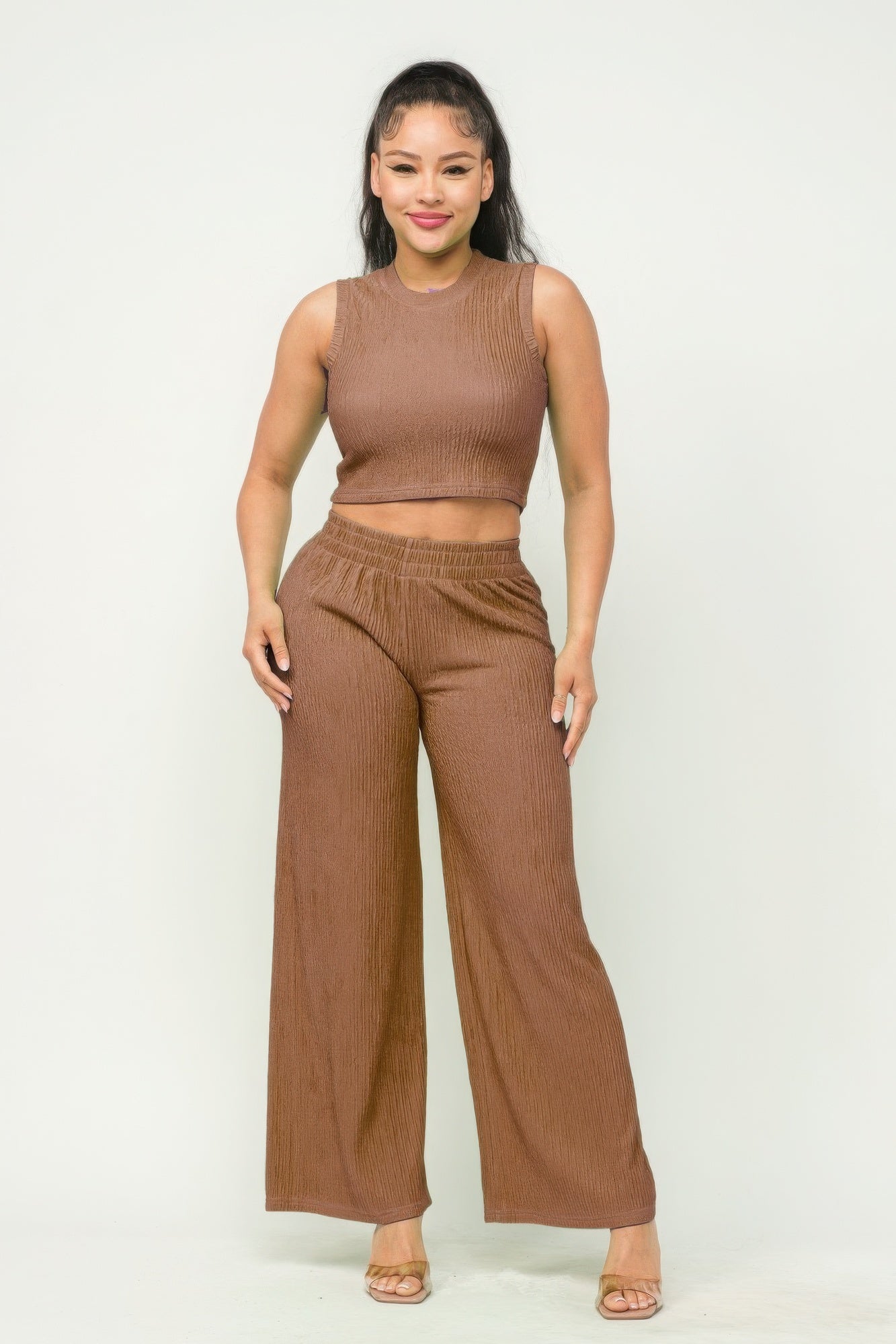 Crop Top And Wide Pants Set