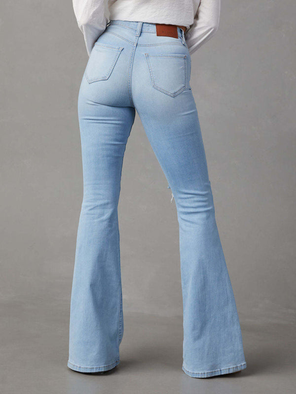 Vintage Washed Ripped High Waist Denim Jeans