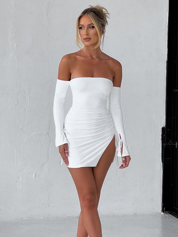 Seductive Off Shoulder Wrap Skirt with Slits