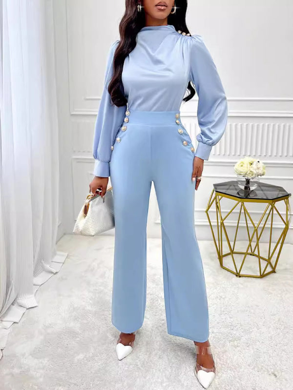 Streamlined Solid Slim High Waist Trousers