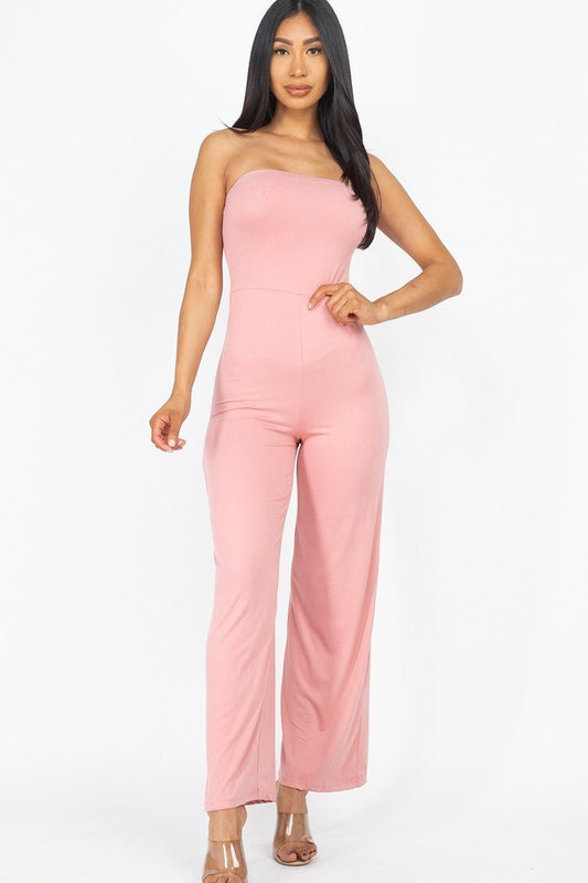 Solid Strapless Jumpsuit - NOVA VOGUE