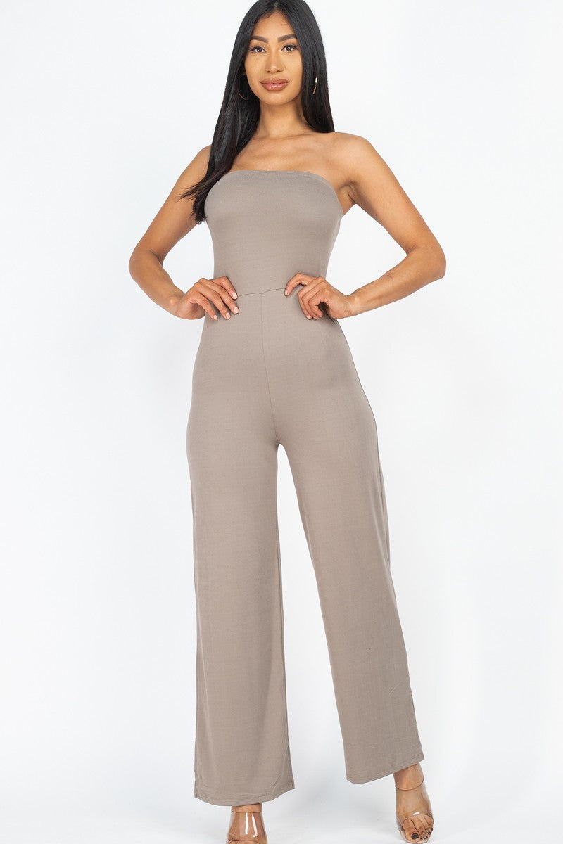 Solid Strapless Jumpsuit - NOVA VOGUE