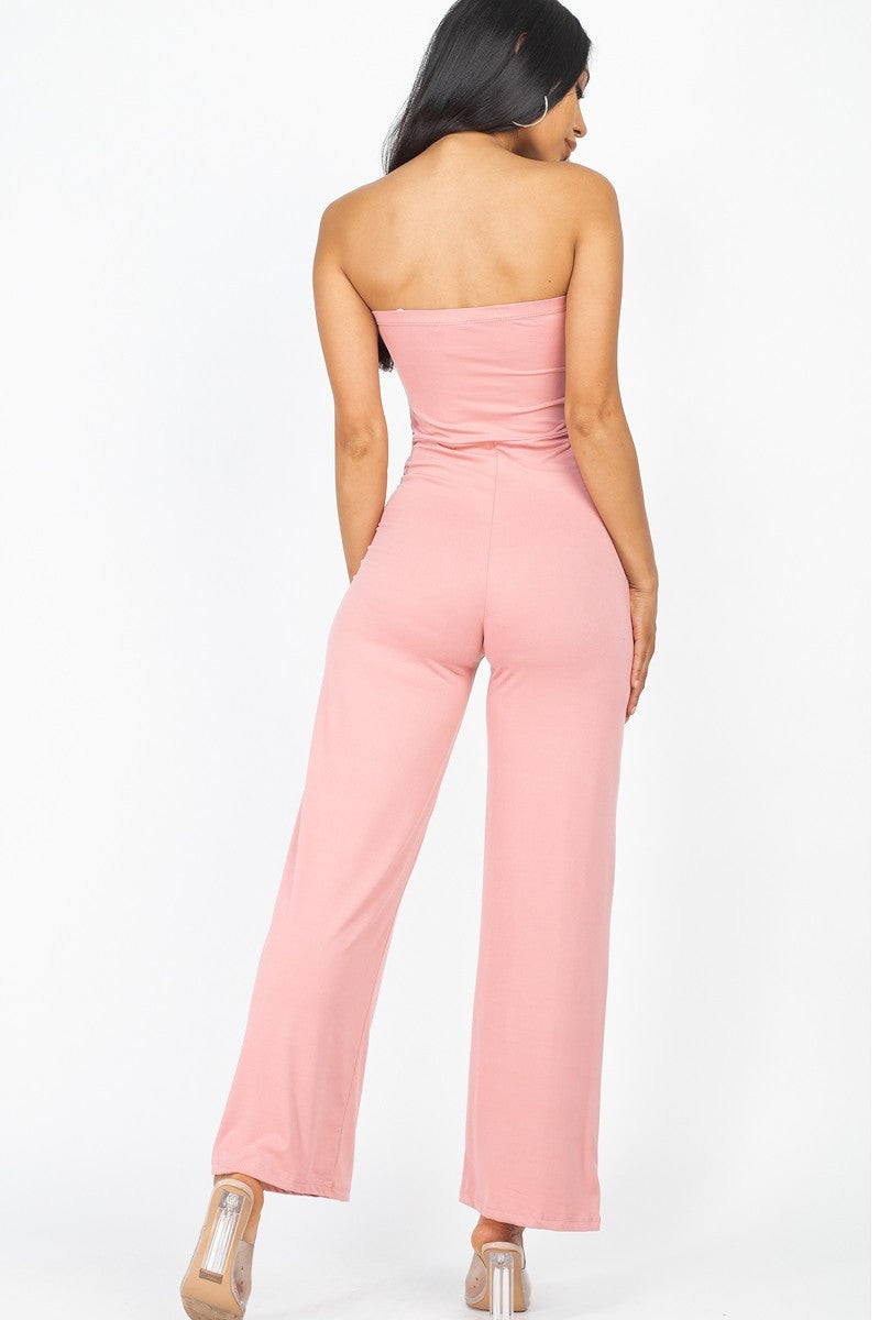 Solid Strapless Jumpsuit - NOVA VOGUE