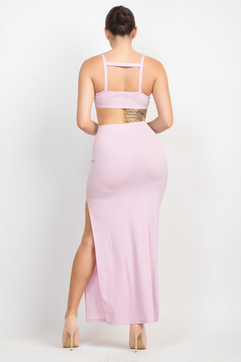 Cutouts Side Slit Maxi Dress - NOVA VOGUE