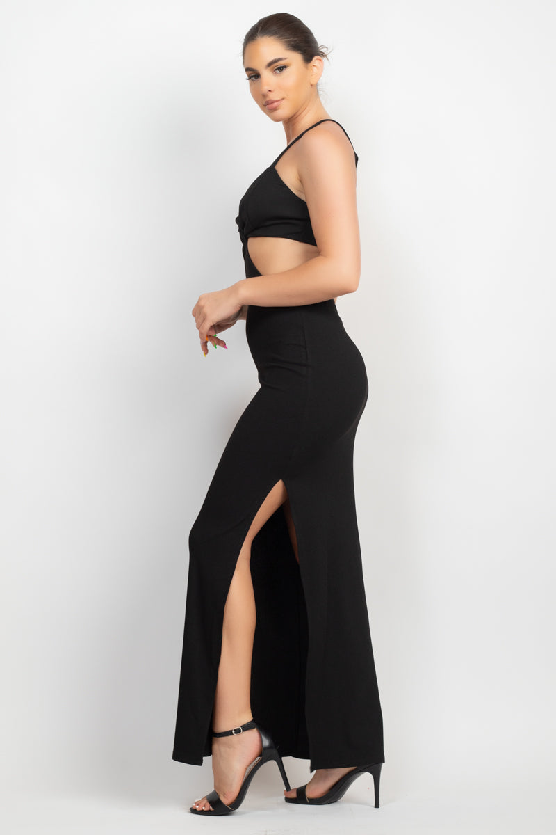 Cutouts Side Slit Maxi Dress - NOVA VOGUE