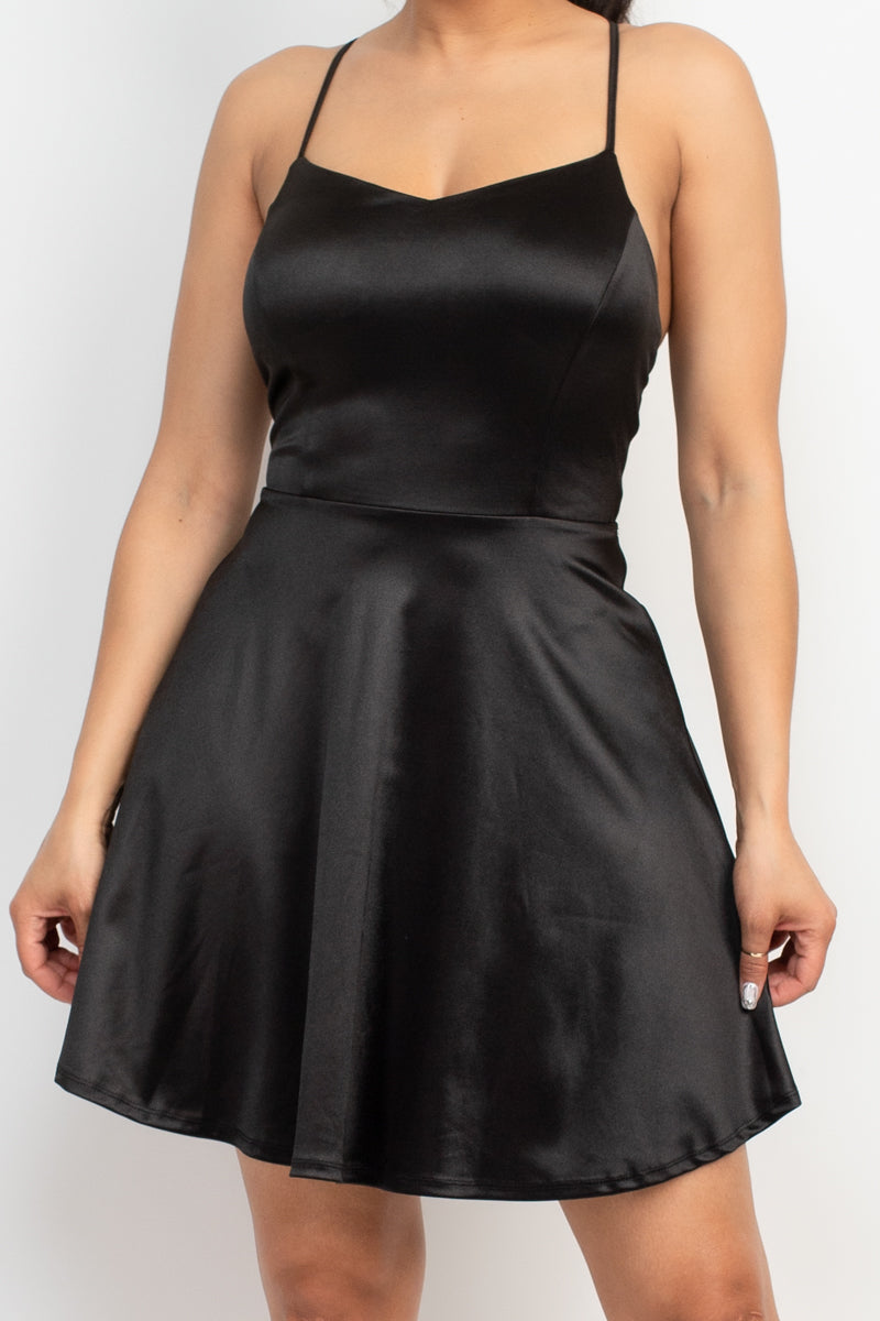 Crisscross A-line Cinched Skater Dress - NOVA VOGUE