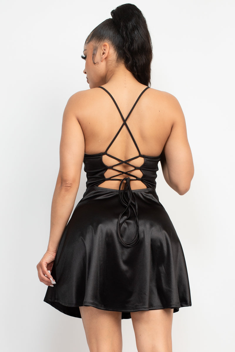 Crisscross A-line Cinched Skater Dress - NOVA VOGUE