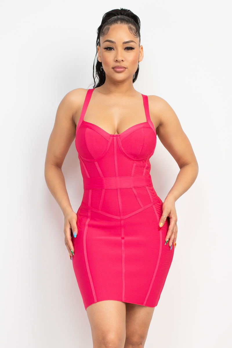 Sweetheart Wide Strap Bandage Dress - NOVA VOGUE