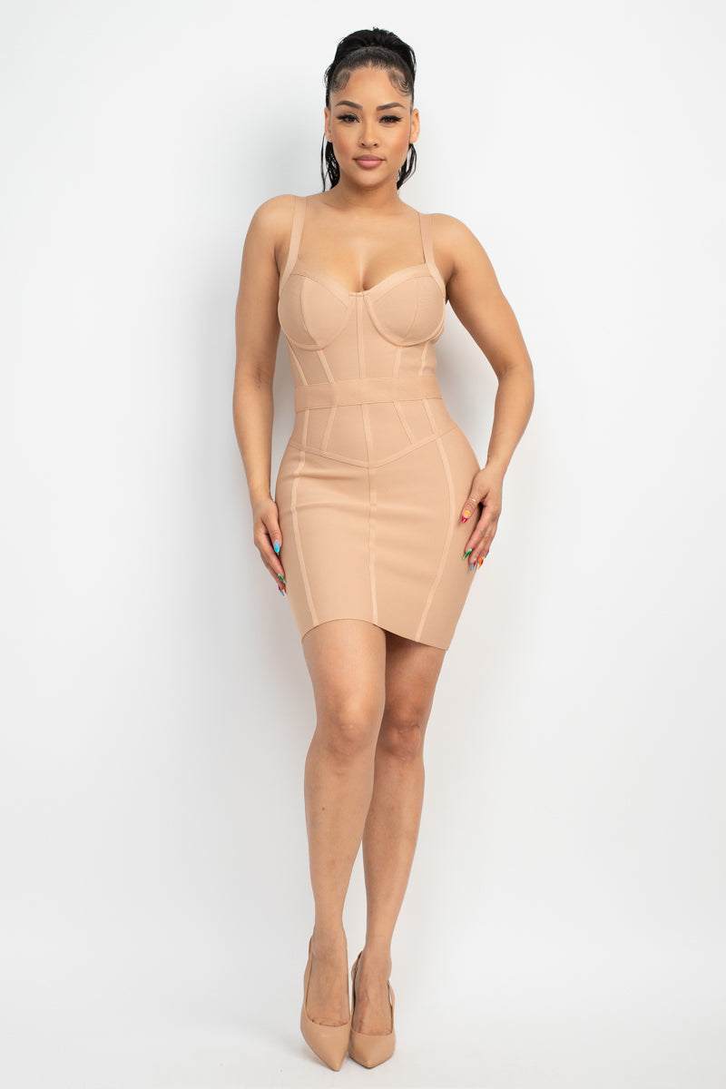 Sweetheart Wide Strap Bandage Dress - NOVA VOGUE