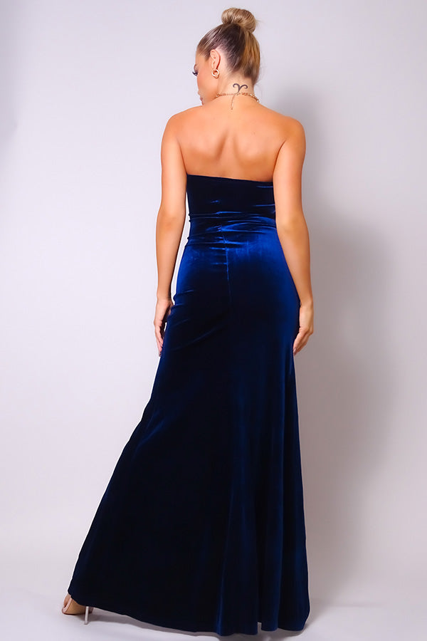 Strapless Sweetheart Maxi Velvet Dress - NOVA VOGUE