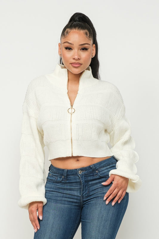 Sweater Top W/ Front Zipper - NOVA VOGUE