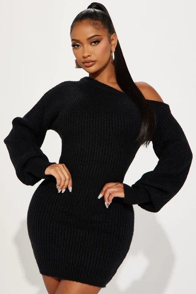 Sweater Knit Mini Dress - NOVA VOGUE